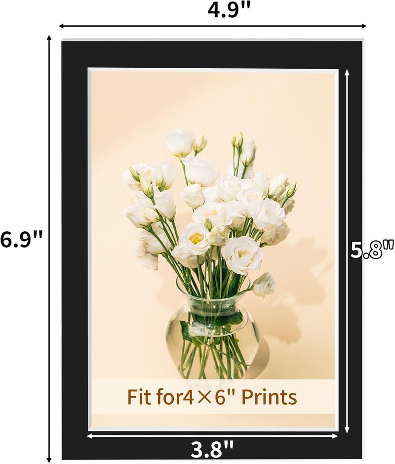 YEESON 10 Pack Picture Frame Mats, Photo Mats, Acid Free Picture Matting for Pictures Photos Watercolor Artwork (Black-for 4 * 6 inches Photos) - Image 2
